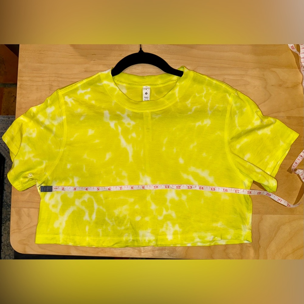 Lululemon All Yours Cropped Cotton T-Shirt *Tie Dye Marmoleado Highlight Yellow - Picture 5 of 8